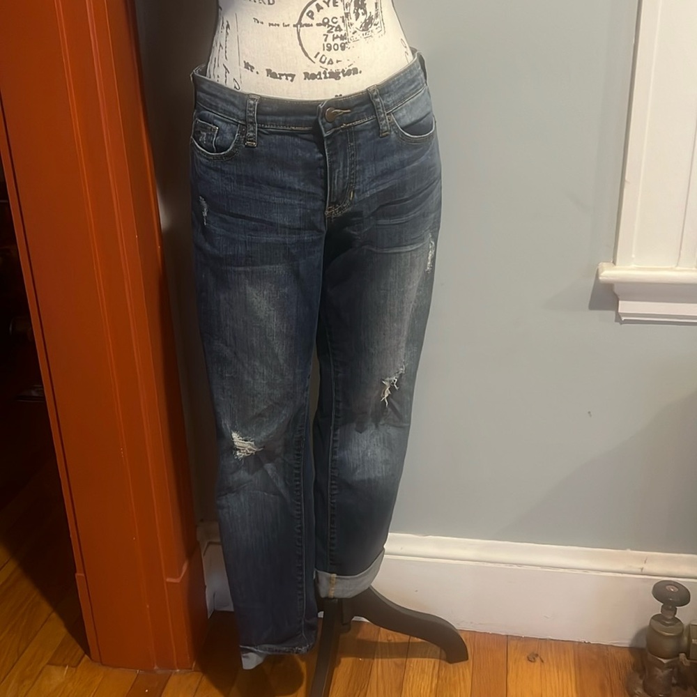 GAP Premium Skinny Distressed Dark Denim Jeans (4/27 S)
